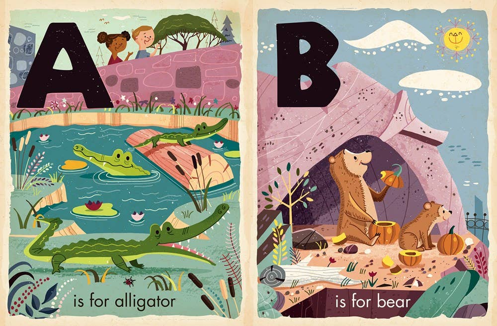 Learn your alphabet with this fun board book of all zoo animals like alligator and bear.