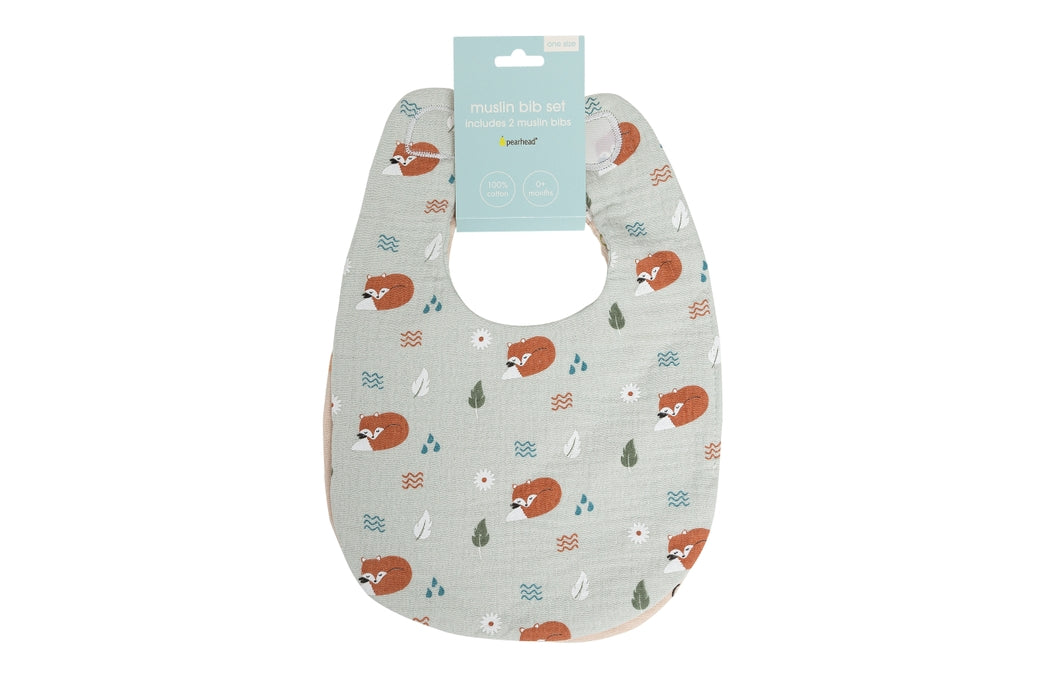 Woodland Muslin Cotton Bib Set