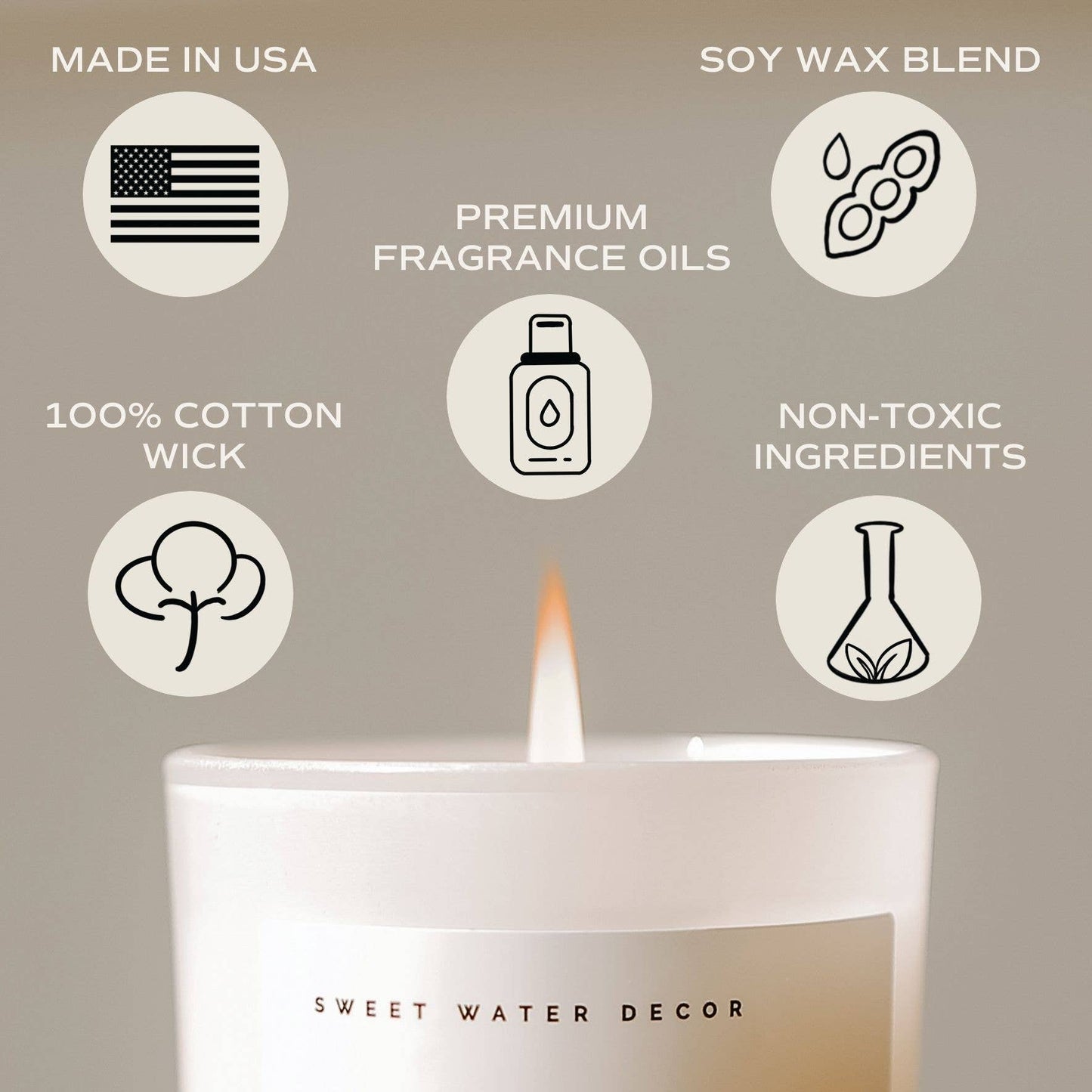 Sweet Water Decor brand candles are soy based and made in the USA. Premium gift for Mother's Day or Birthday.