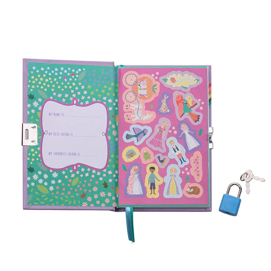 Secret diary for little girl with stickers, lock and key