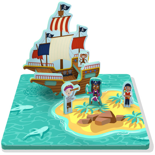 Storytime Toys brand Pirate puzzle that turns into playset for imaginative play.