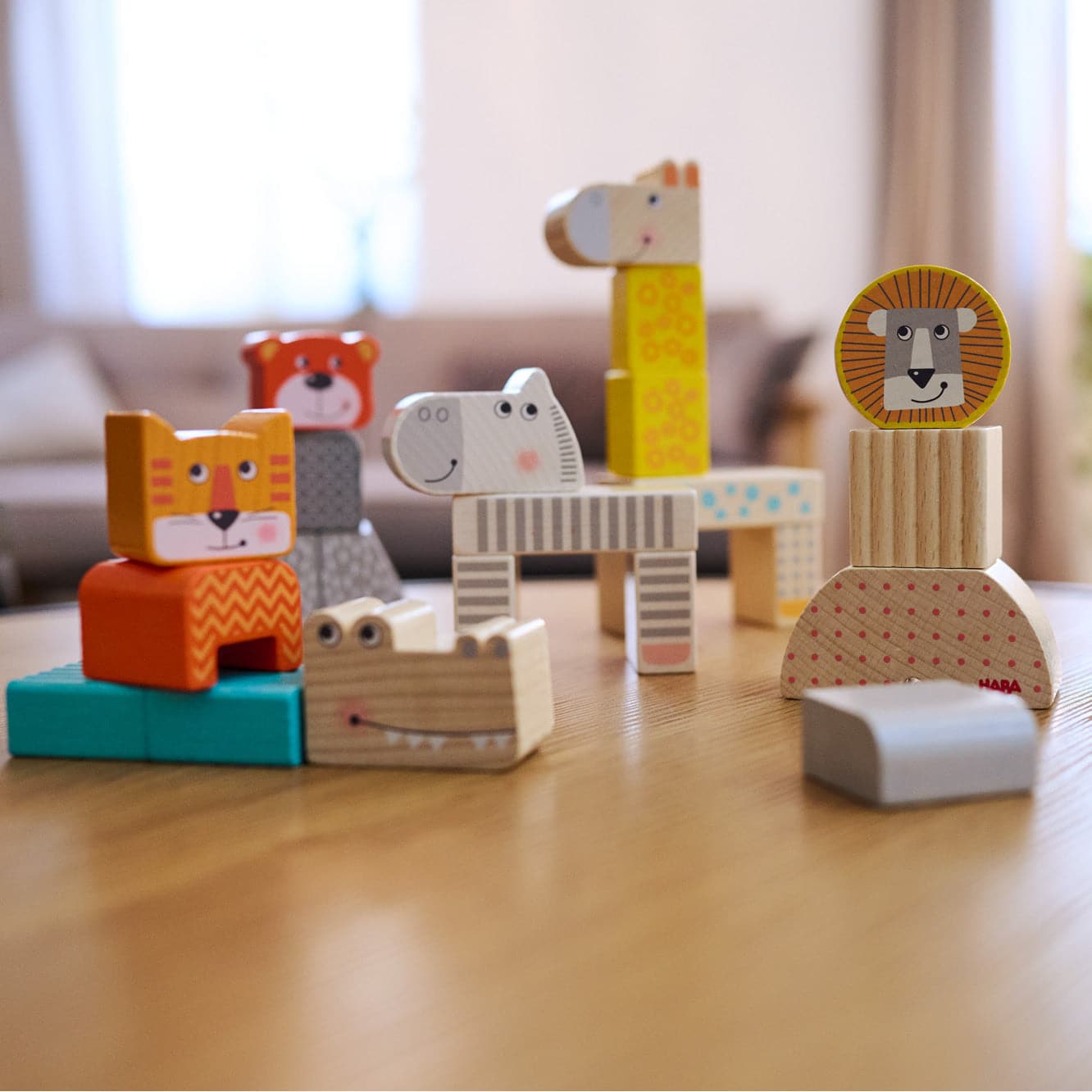 Haba brand wooden parade building blocks for creating animals..