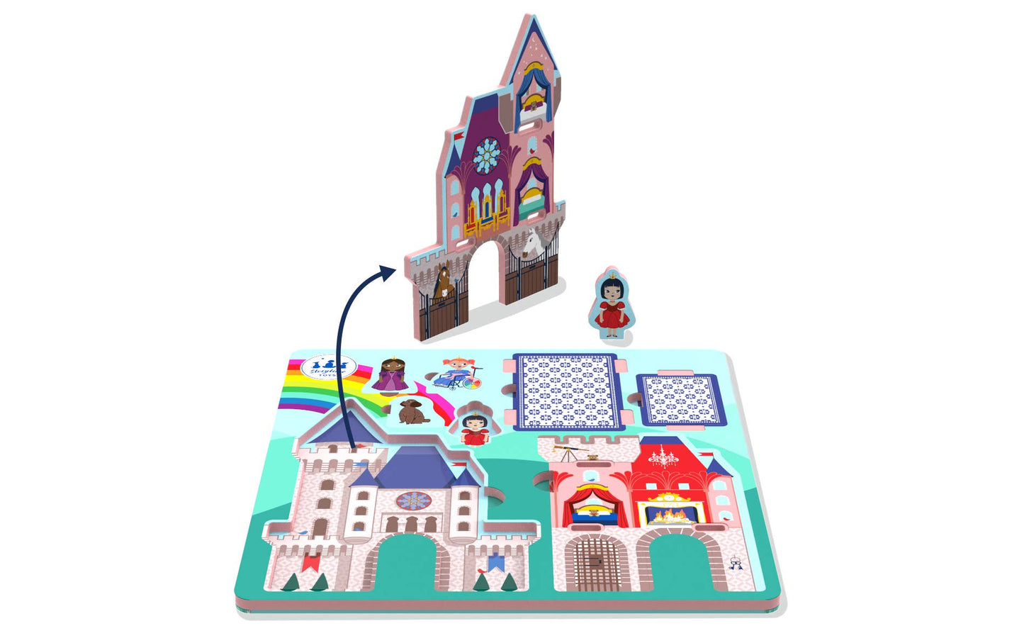 Soft puzzle builds into castle for princess playset