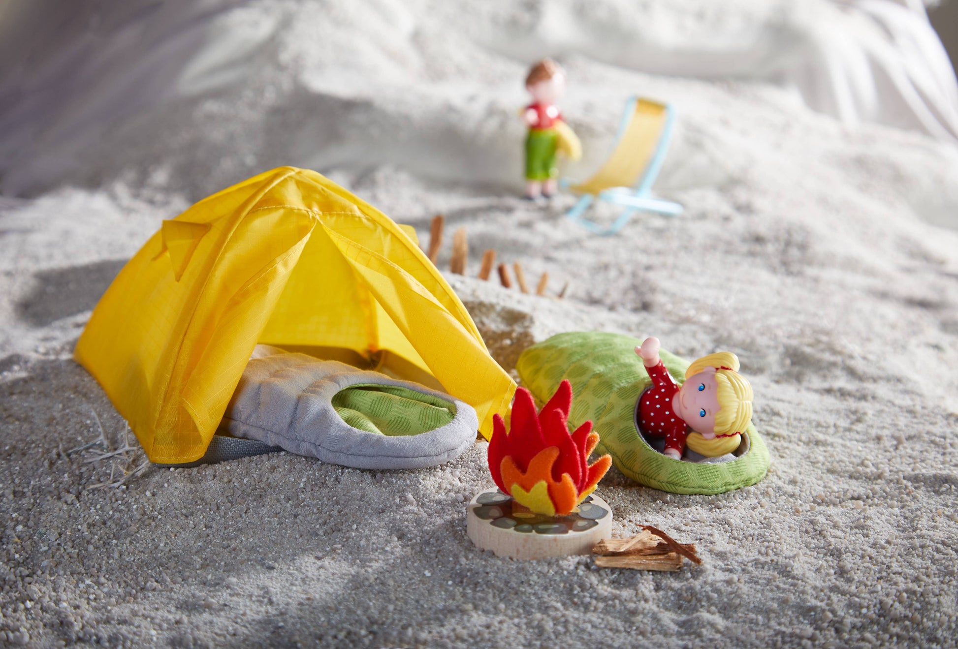 Pretend play with camping playset and figures