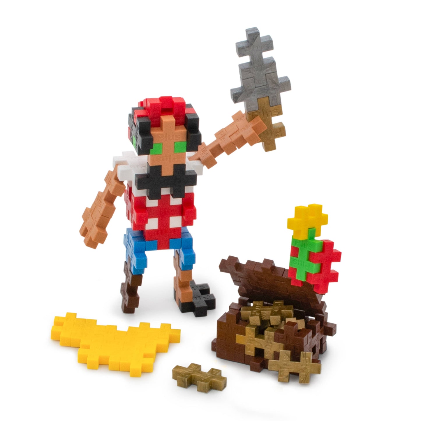 Plus Plus brand Pirate mini building blocks for constructive play and pretend play.