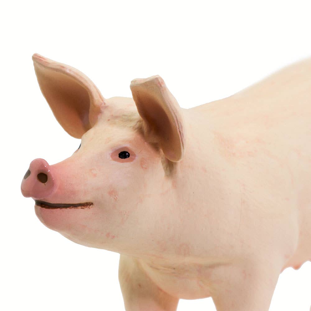 Large White Pig Figurine