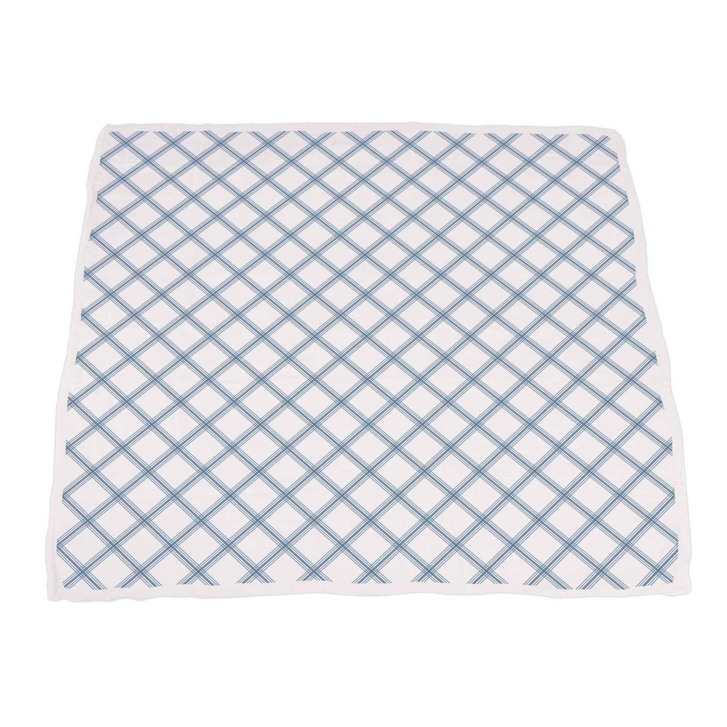 100% natural cotton muslin blanket with blue plaid print for boys room