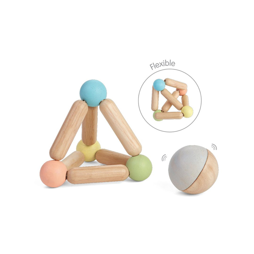 Plantoys brand wooden clutching baby toy is flexible to teach grasping skill.