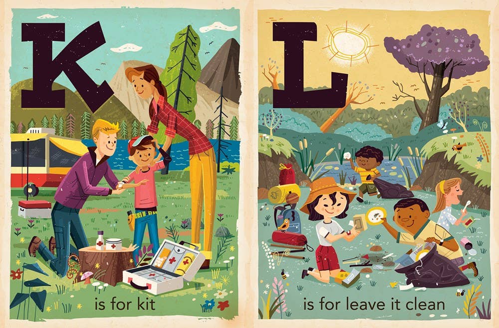 C is for camping Board book for kids, L is for leave it clean