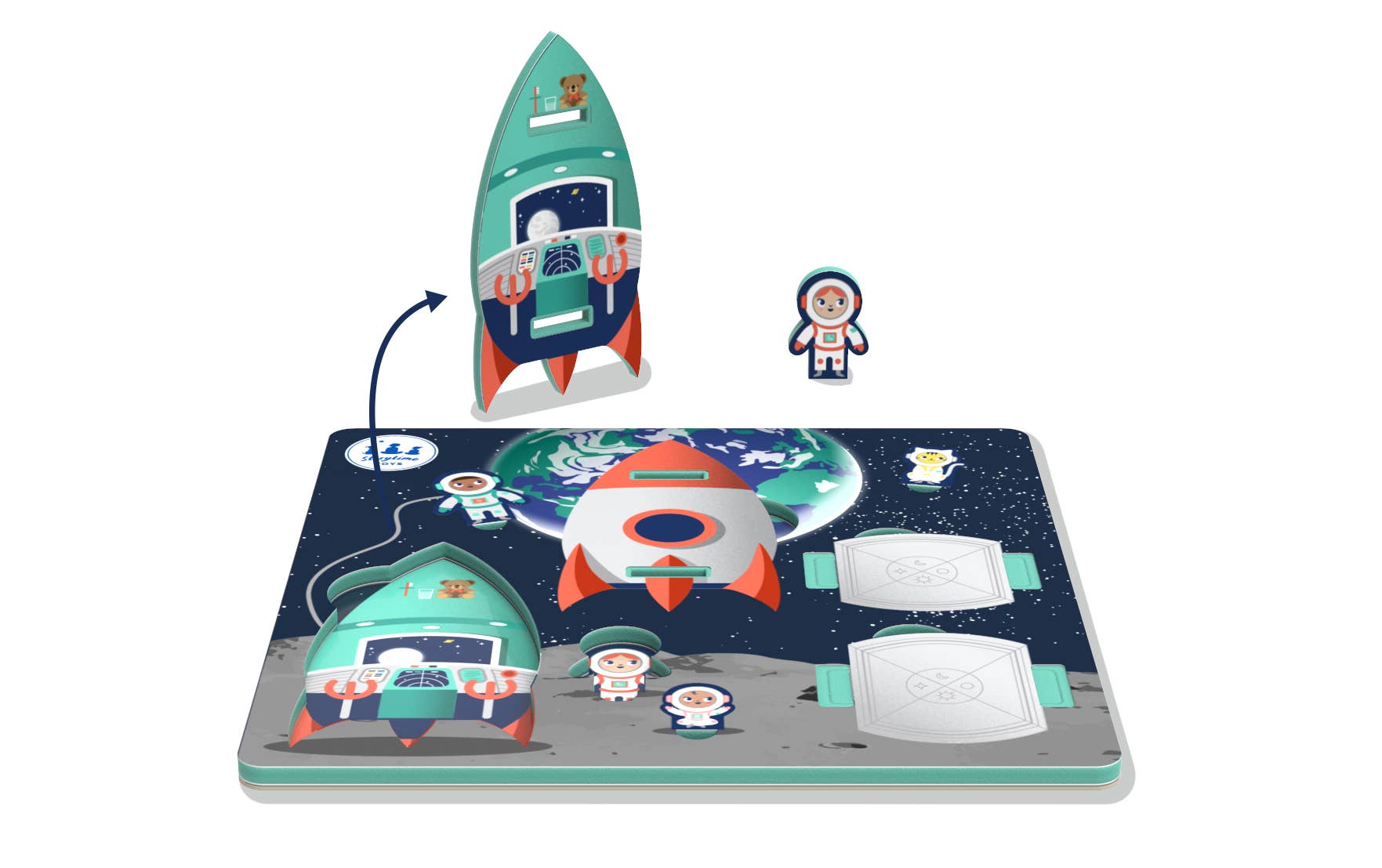 Storytime Toys brand spaceship play puzzle that little astronauts can build and then pretend play with.