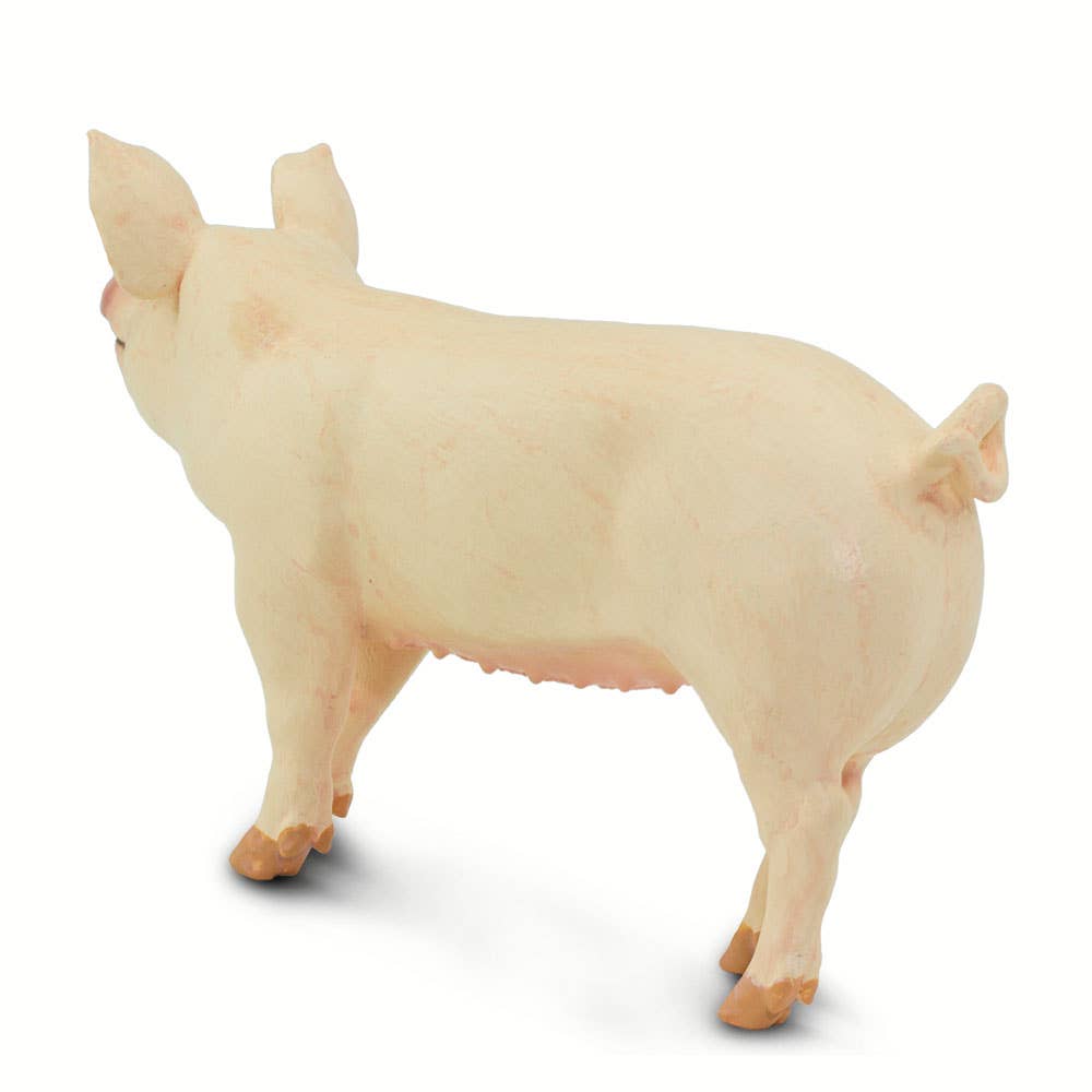 Large White Pig Figurine