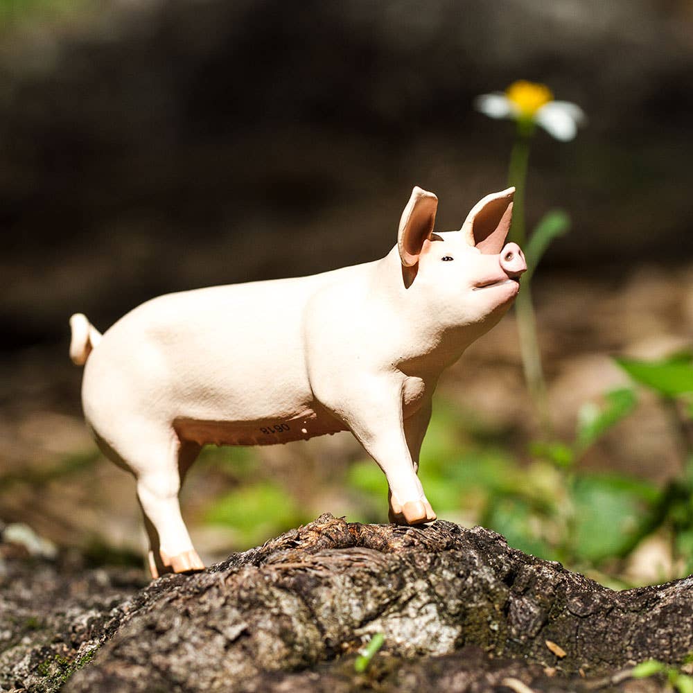 Large White Pig Figurine