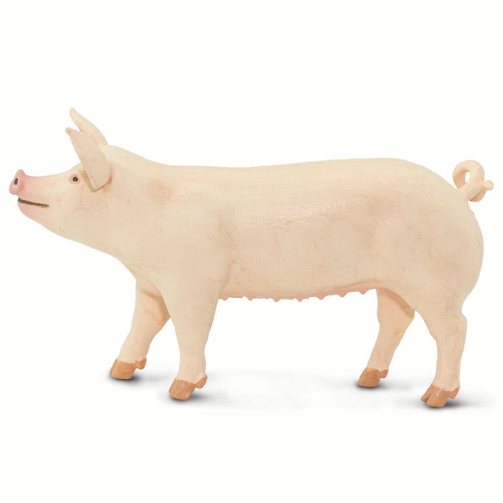 Large White Pig Figurine