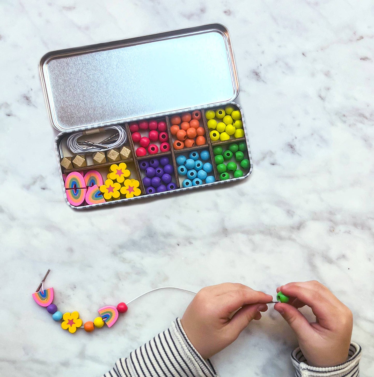 Wooden Rainbow Bracelet Bead Kit