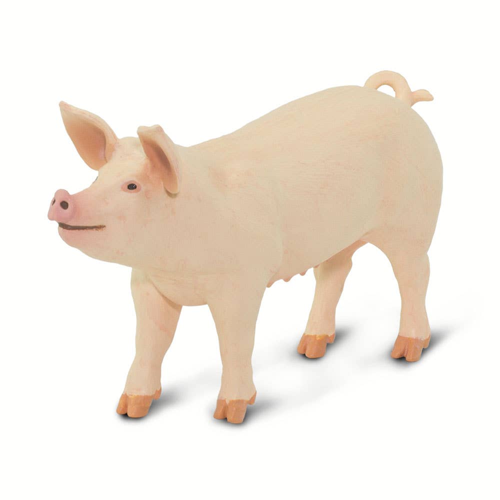 Large White Pig Figurine