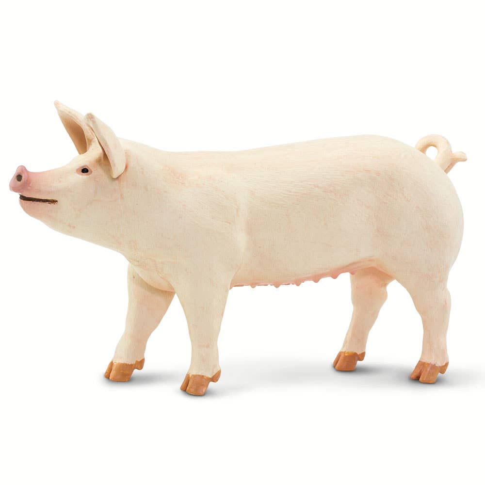 Large White Pig Figurine