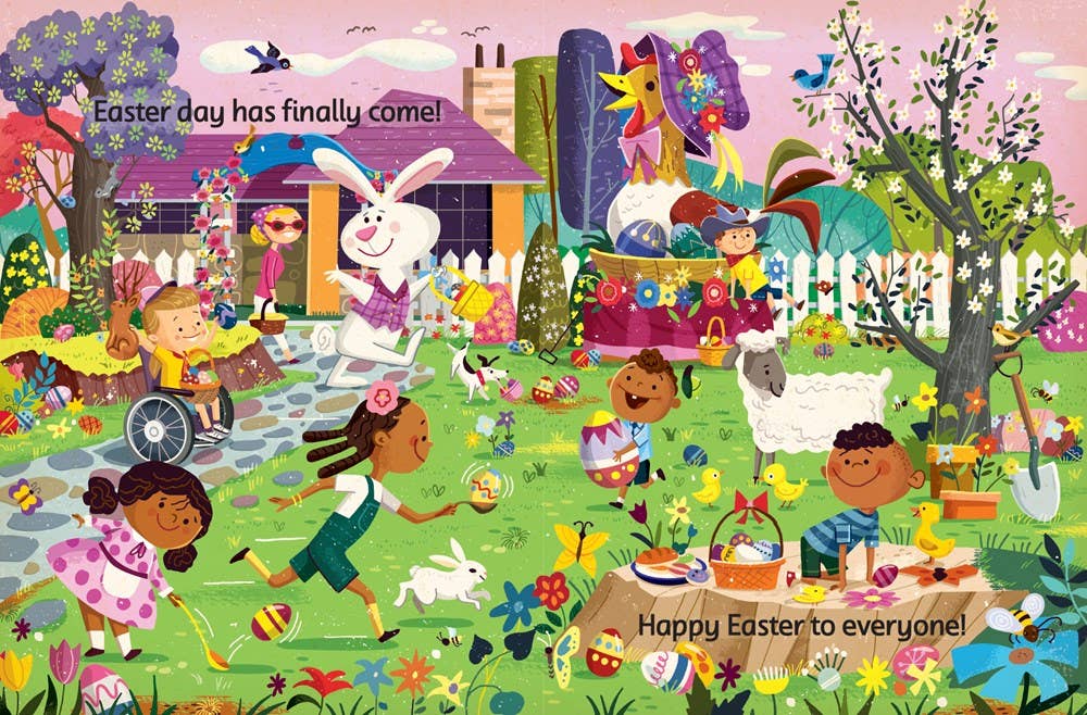 Beautiful bright easter pictures in a board book that help kids count.