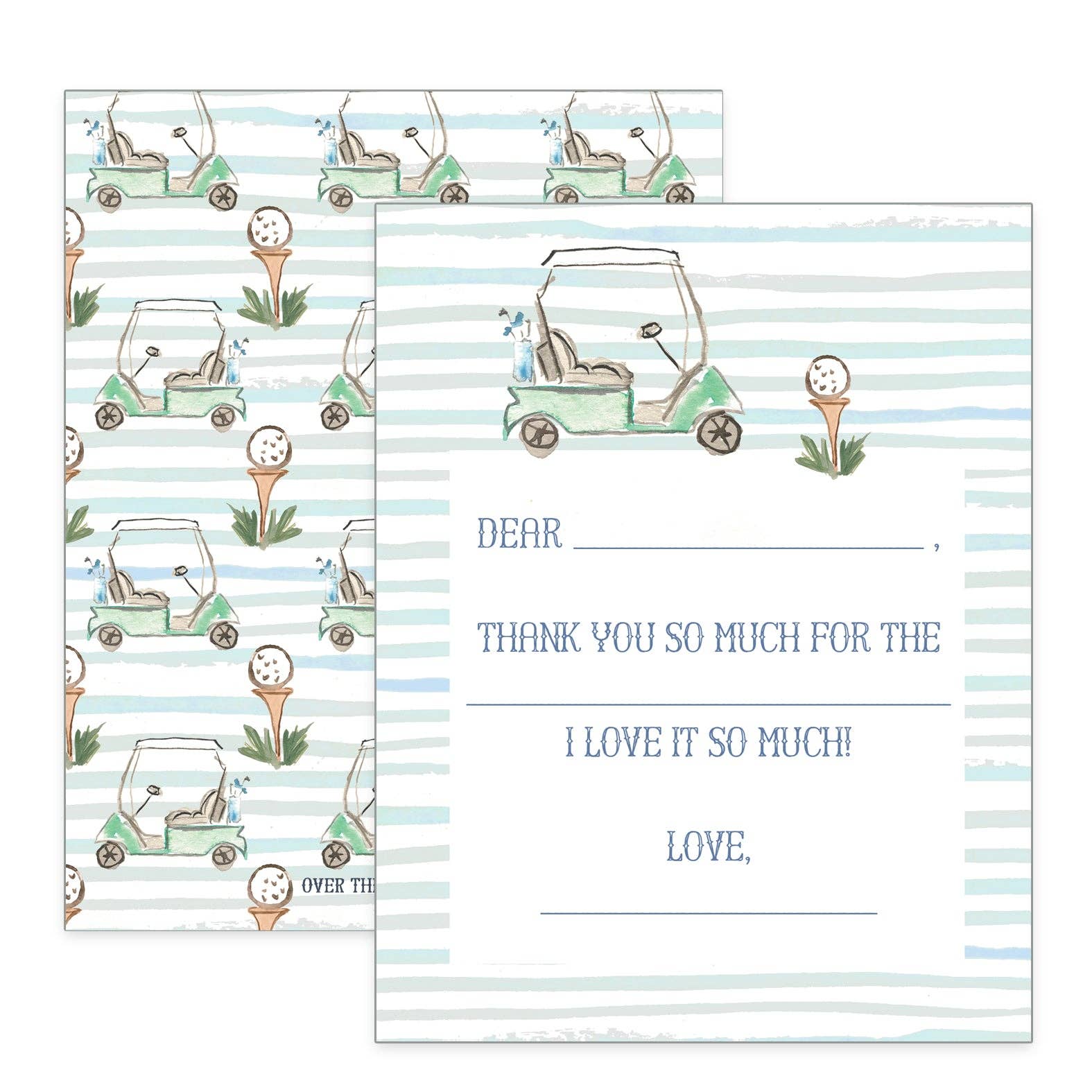 Over The Moon brand children's golf thank you notes for after the birthday to teach manners.