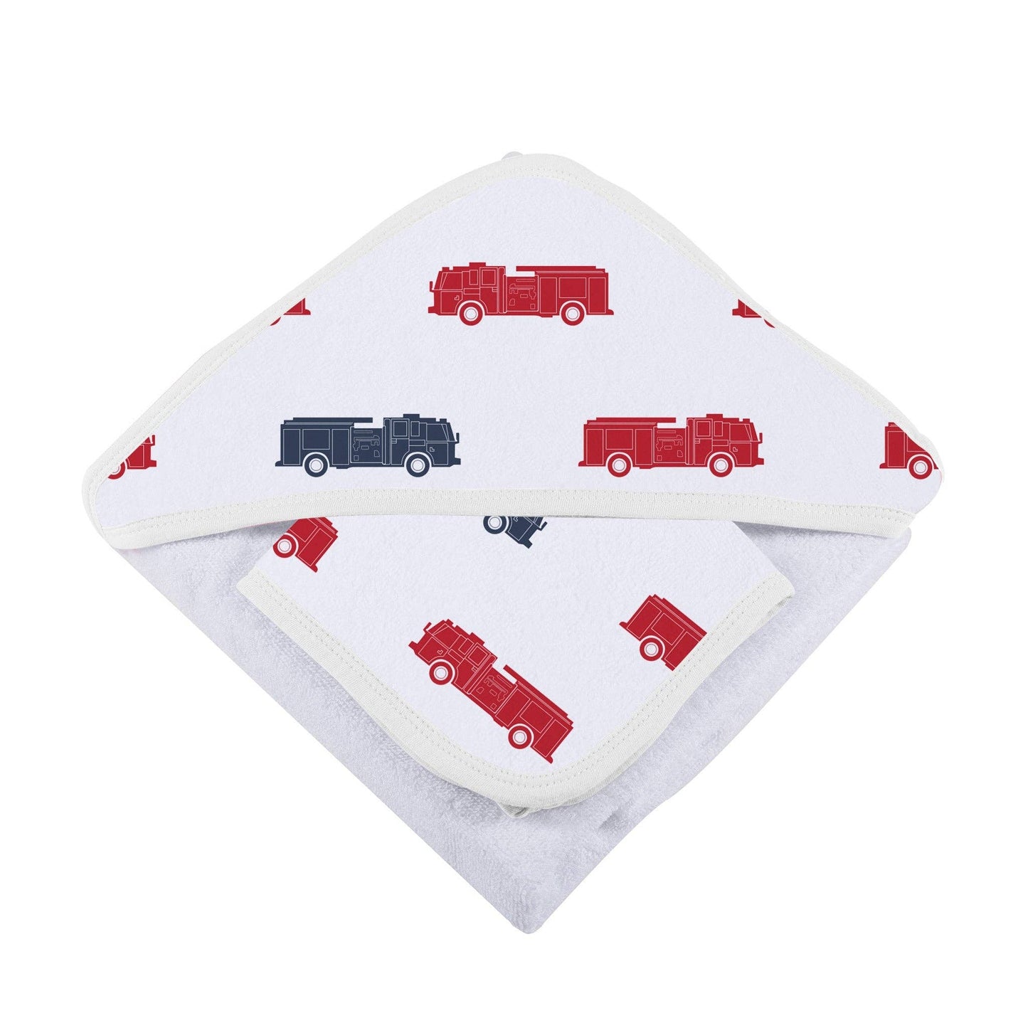 Firetruck baby hooded towel and washcloth set 