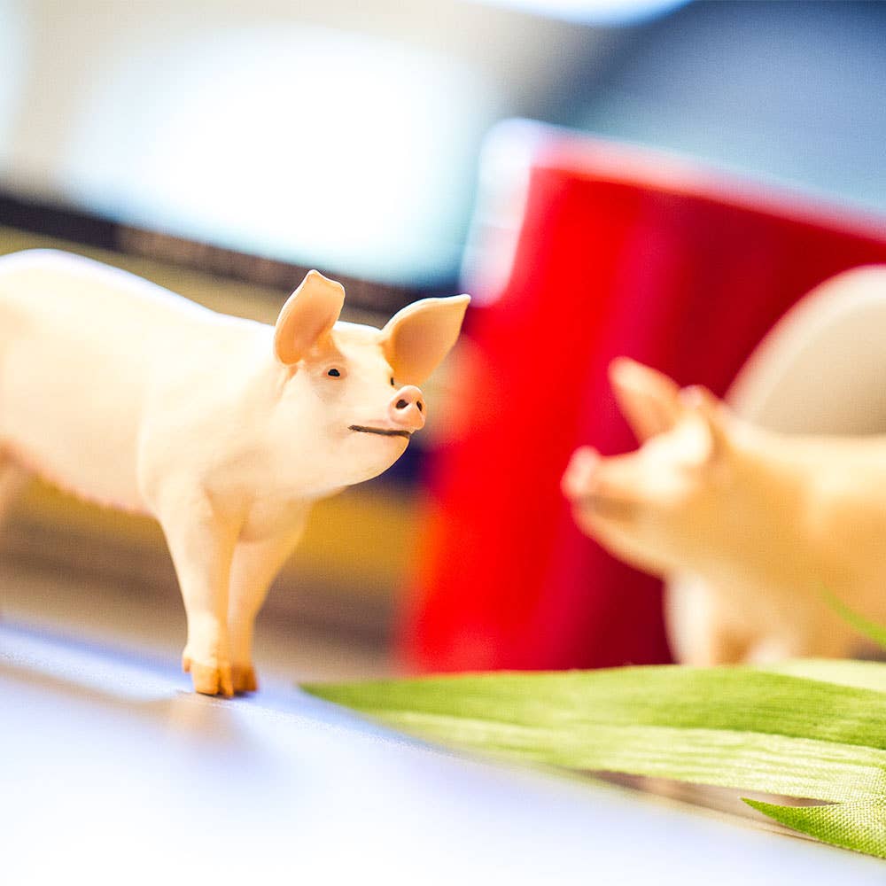 Large White Pig Figurine