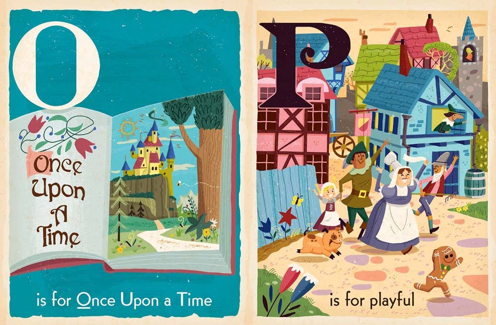 Fairy Tale board book to teach alphabet with Once Upon a Time and Playful.