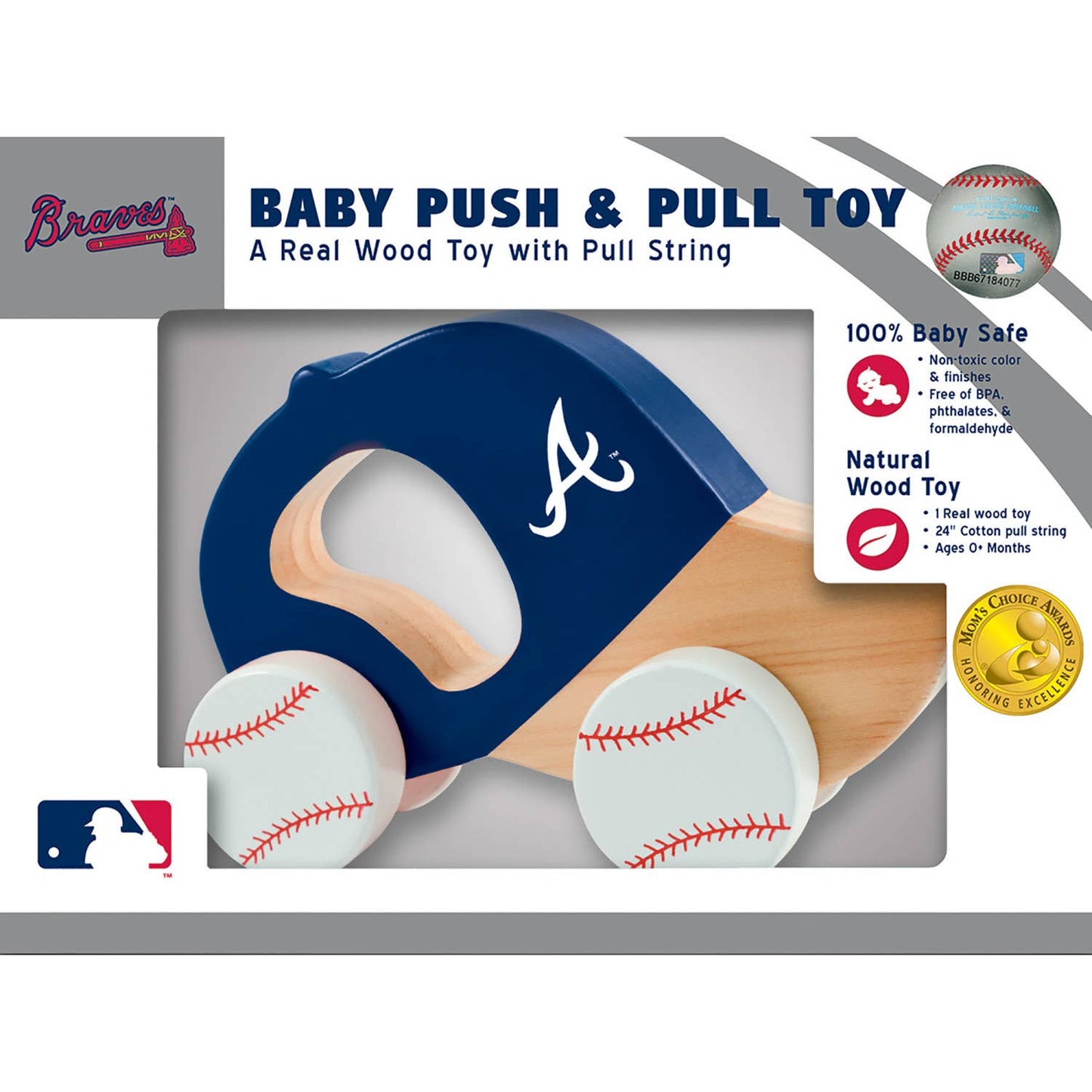 Atlanta Braves baseball wooden toy for baby is the perfect keepsake gift to grow with your child.