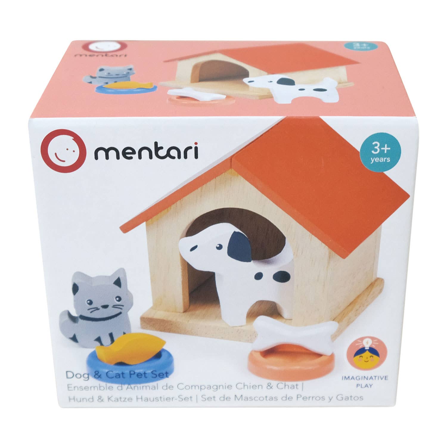 Mentari brand dog and cat play set toy to encourage imaginative play.