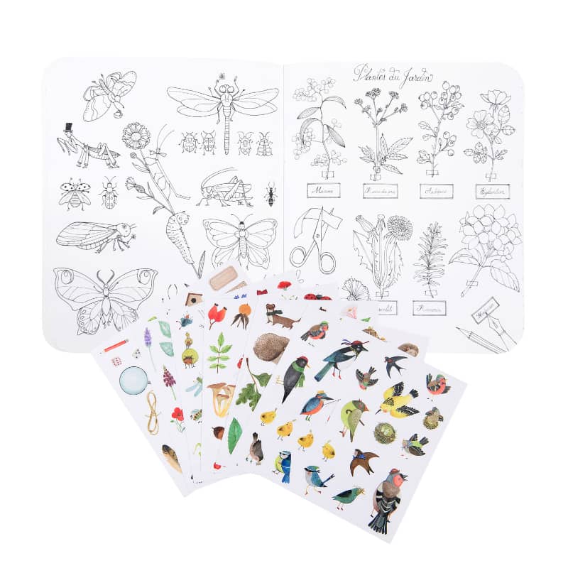 Flower and garden coloring book with stickers