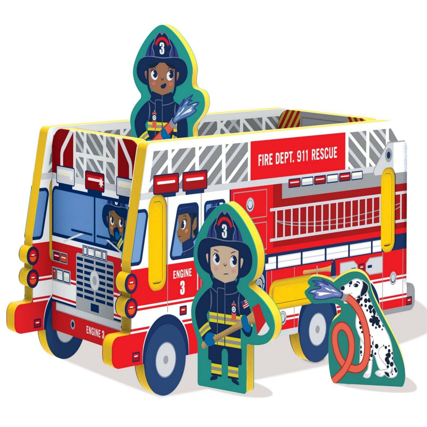 Firetruck puzzle playset with figures