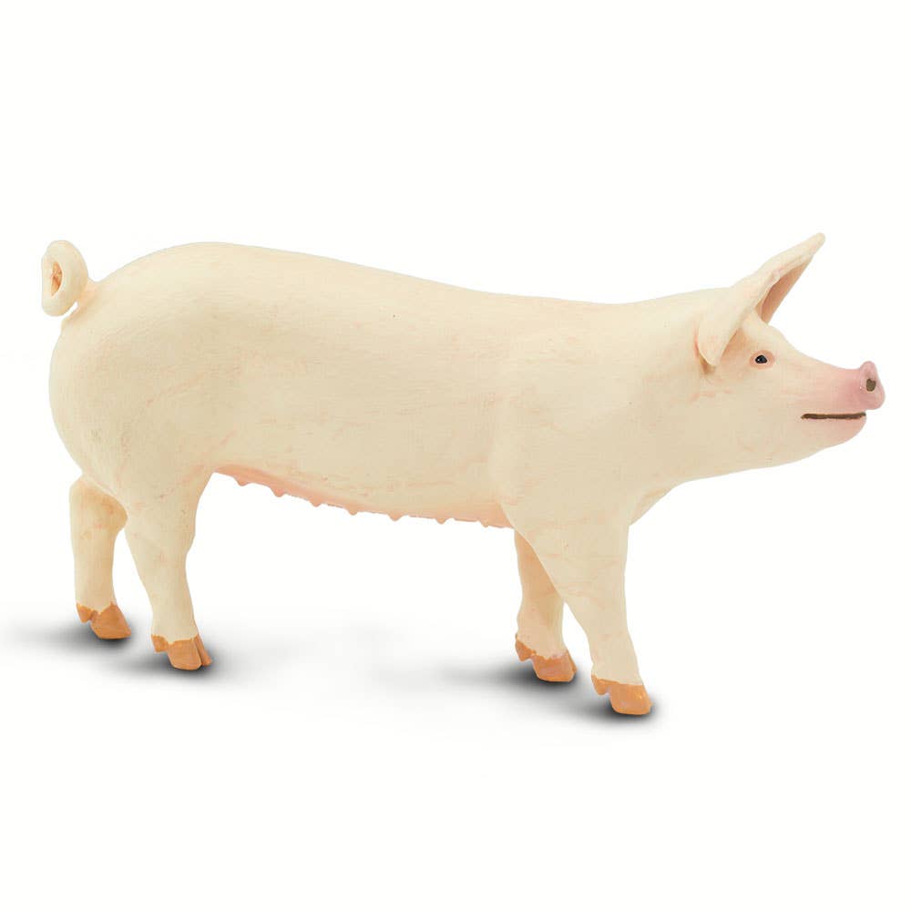 Large White Pig Figurine