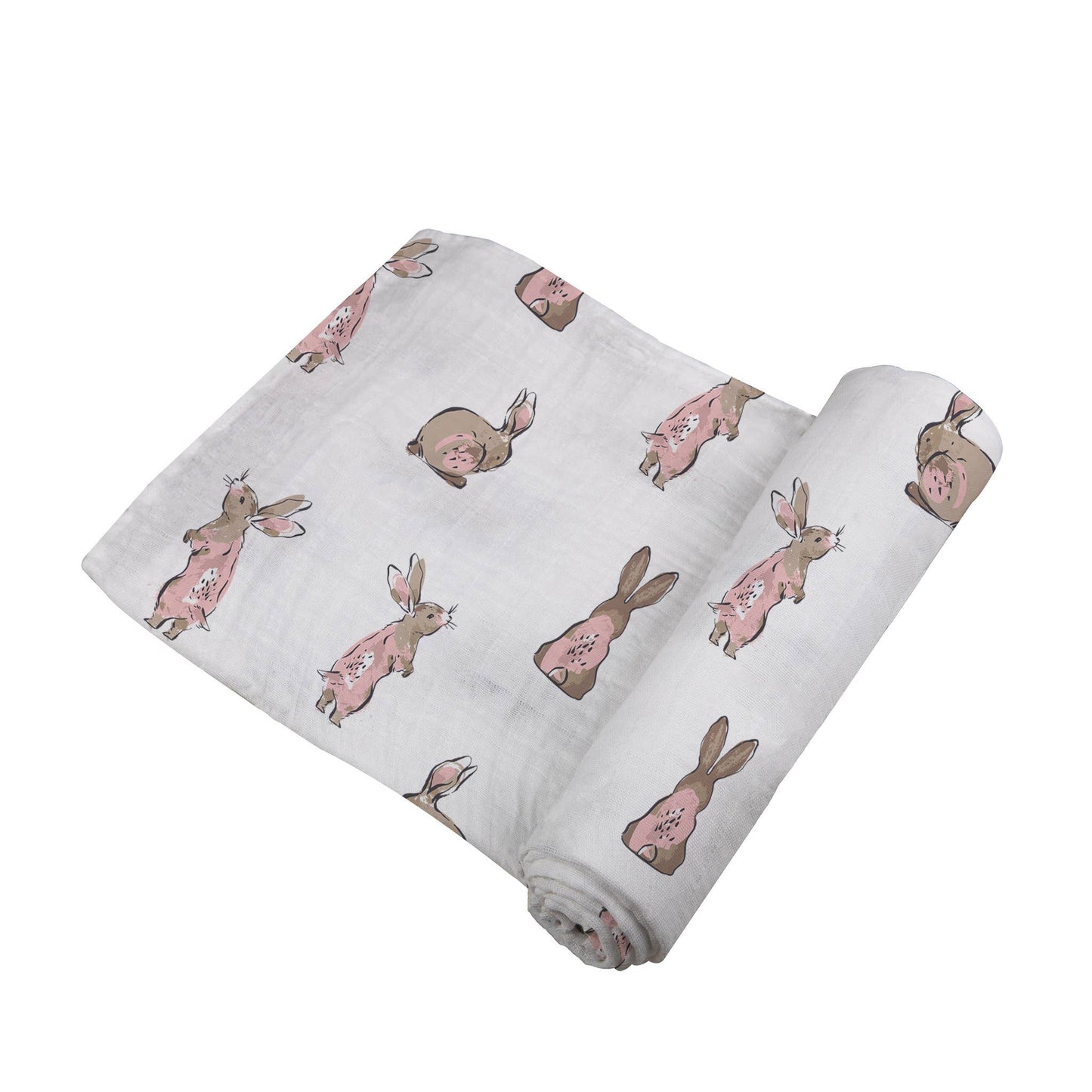 Newcastle Classic brand baby swaddle with pink bunnies for easter. 