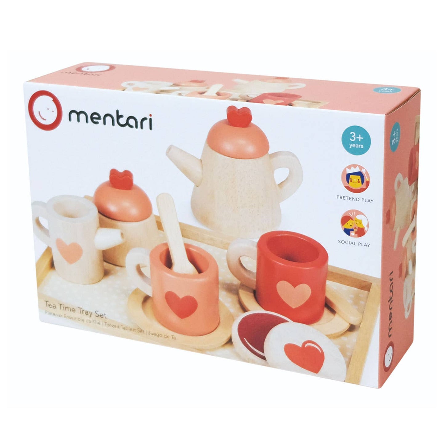 Mentari brand wood tea time play set promotes pretend and social play.