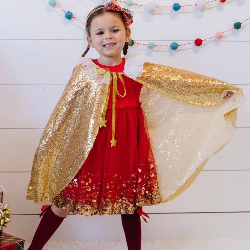 Little girl's golden sequin cape for princess party