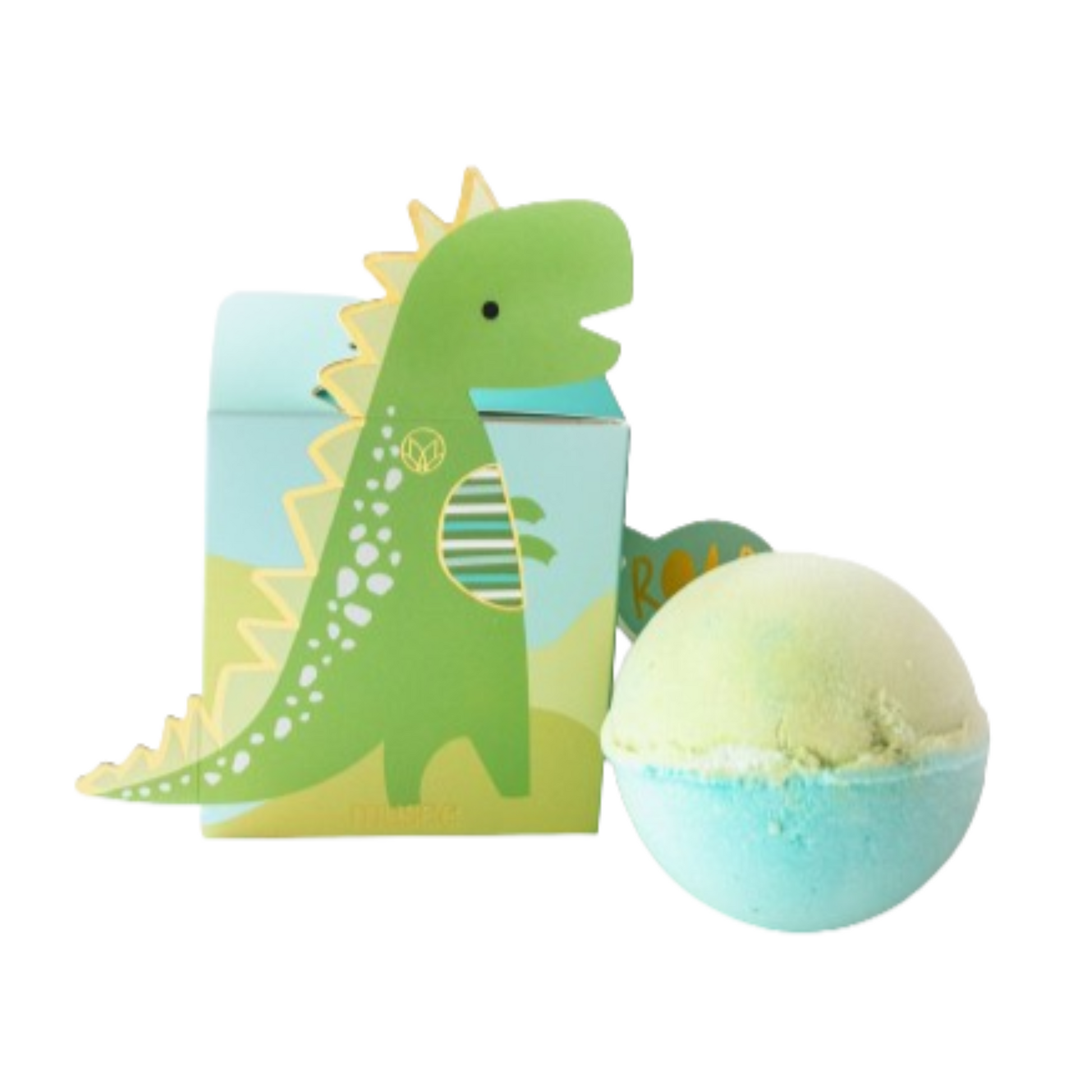 Musee brand dinosaur bath balm is handmade in usa and has a toy surprise inside.