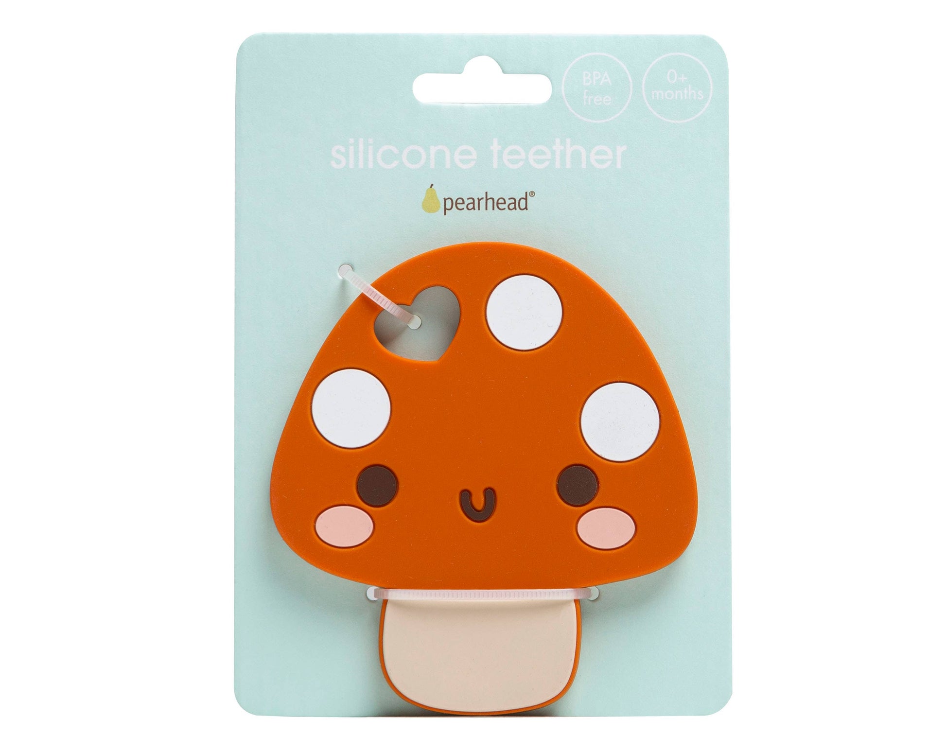 silicone baby teether is bpa free in sweet mushroom design