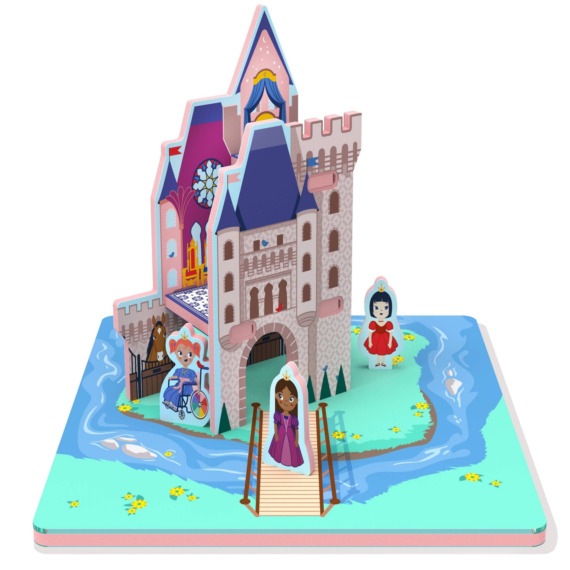 Princess playset puzzle with fairies for kids