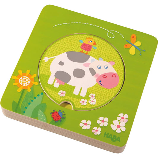 baby wooden farm puzzles helps learning to recognize colors and different shape dimensions