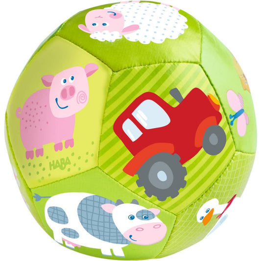 Soft baby ball in farm theme with animals and tractor design