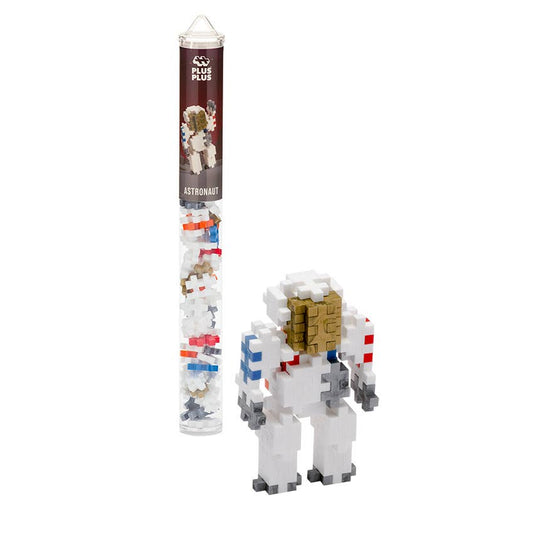 Plus Plus brand astronaut mini building blocks for constructive play.