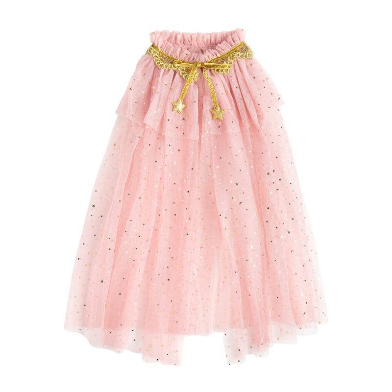 Pink tulle and glitter star cape for dress up