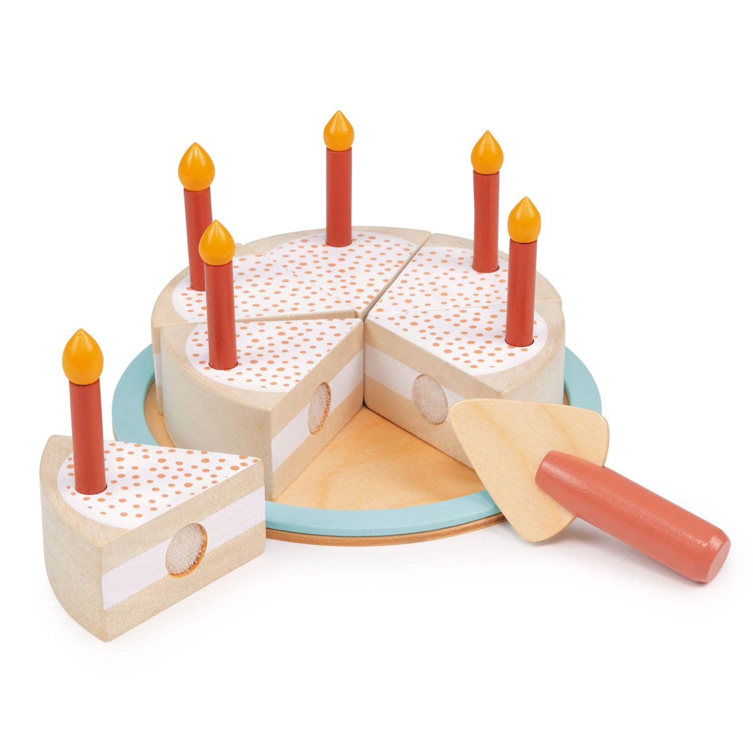 Mentari brand sustainable wood party cake encourages pretend play, social play and builds their fine motor skills.