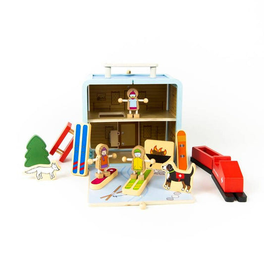 Jack Rabbit Ski Chalet Playset for on the go play