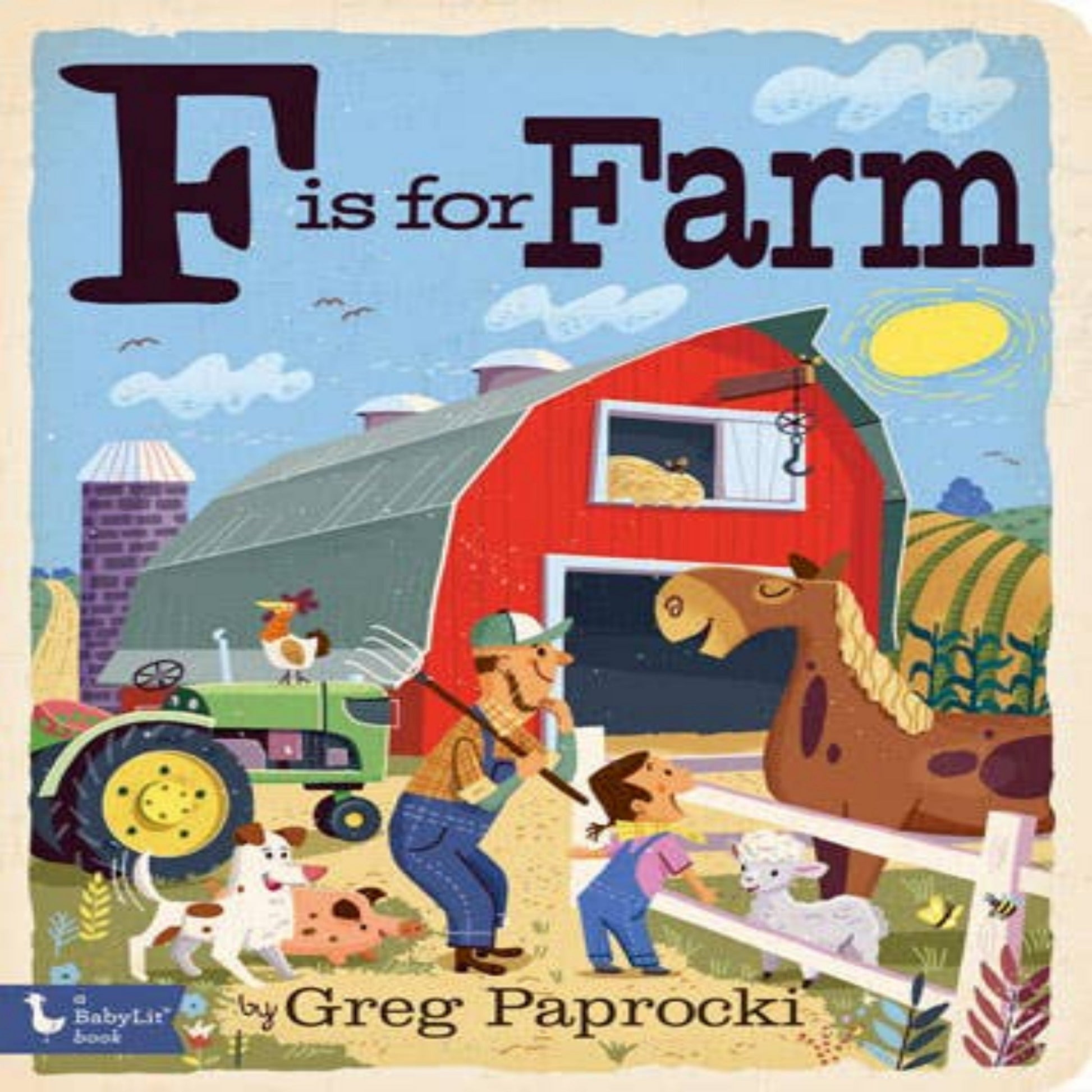 Farm board book for kids, F is for Farm