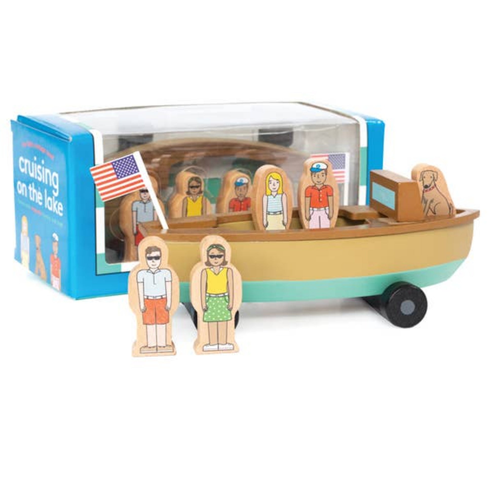 Jack Rabbit brand eco-friendly boat and figure magnetic playset toy for open-ended play.