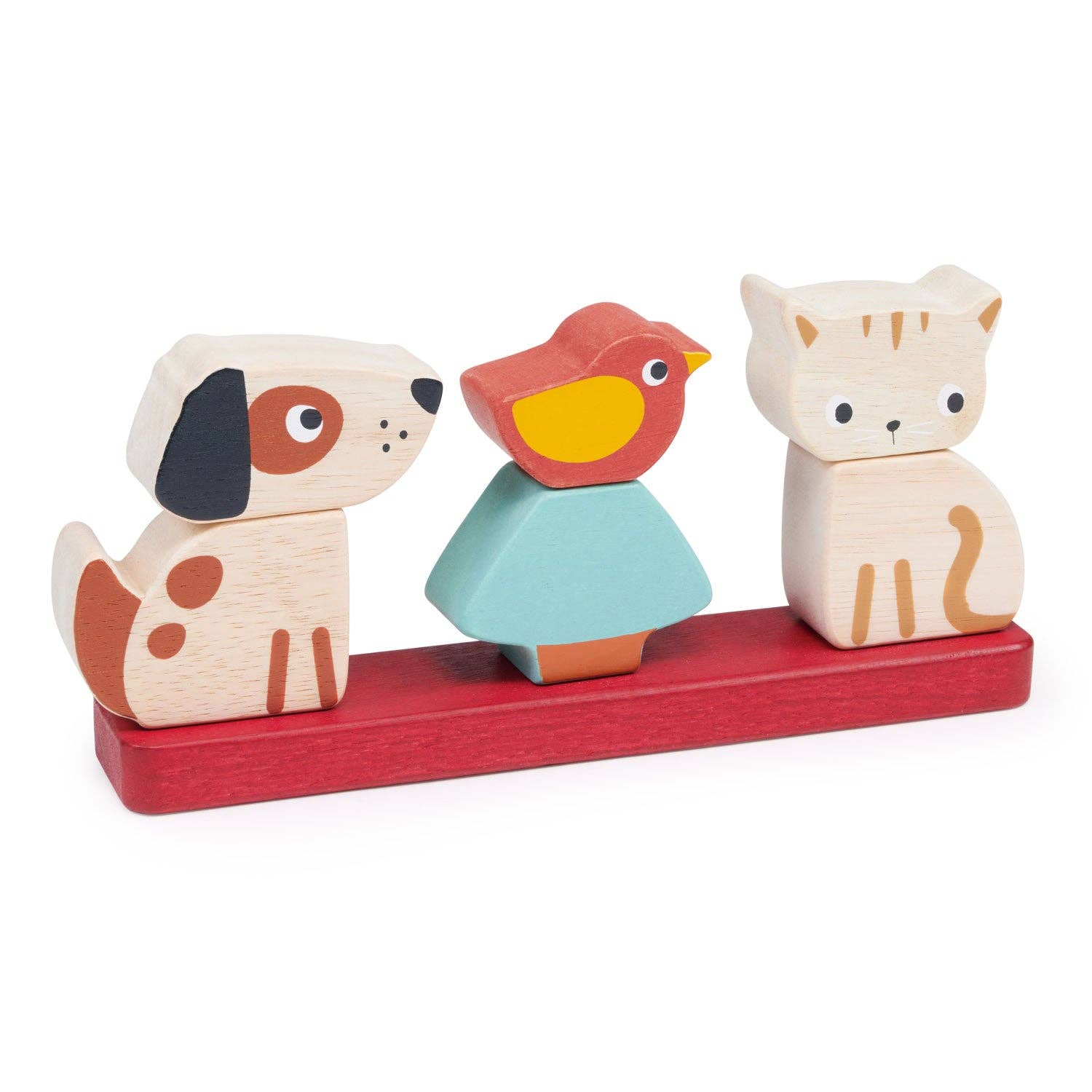 Mentari brand sustainable wooden pet stacking toy for baby.